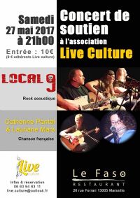 Concert de soutien à l'Association Live Culture. Le samedi 27 mai 2017 à Marseille. Bouches-du-Rhone.  21H00